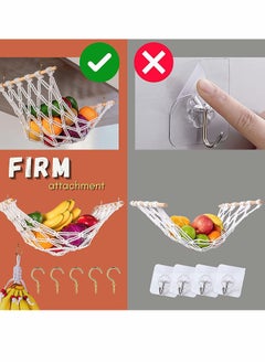 KASTWAVE Hanging Fruit Hammock Fruit Rack Net Fruit Basket Fruit Storage Space Saving With Hooks Suitable For Kitchen Cabinets  - Image 2