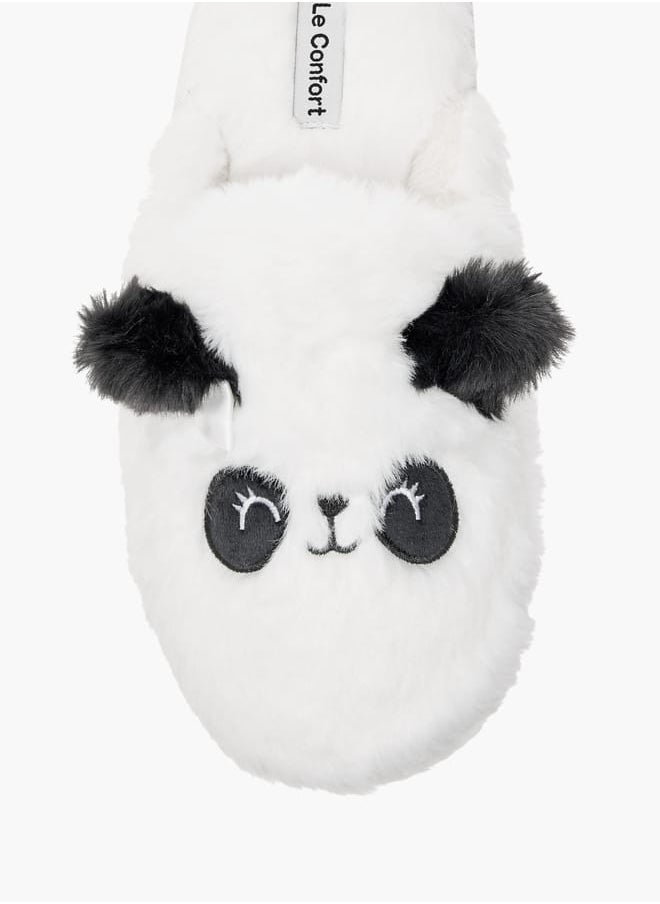 Le Confort Womens Panda Ear Applique Faux Fur Bedroom Mules  - Image 3