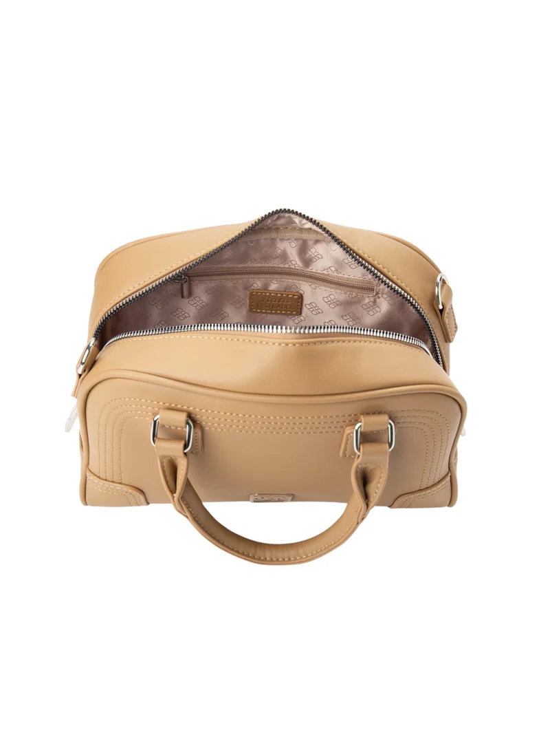 Bata Patterned Top Handle Bag Beige