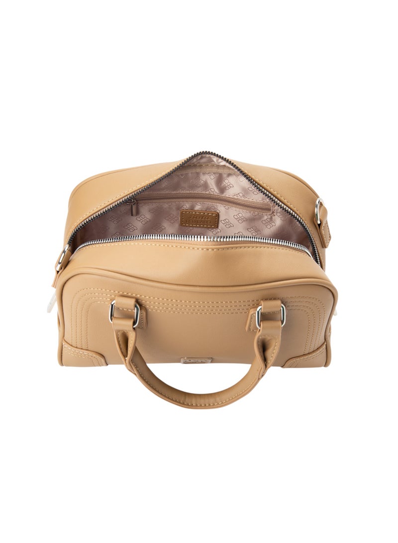 Bata Patterned Top Handle Bag Beige - Image 4