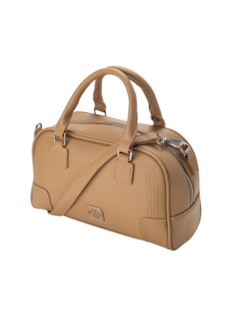 Bata Patterned Top Handle Bag Beige - Image 3