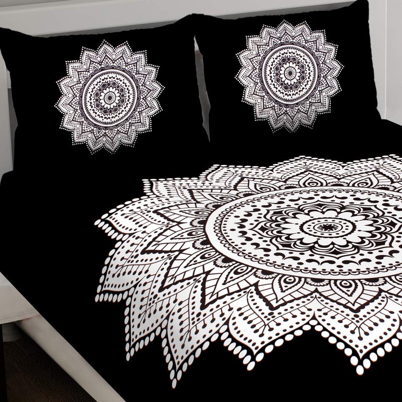 RHF 144 TC 100% Cotton King Size Double Bedsheet with 2 Pillow Covers - Soft, Breathable & Durable - Black - Image 3