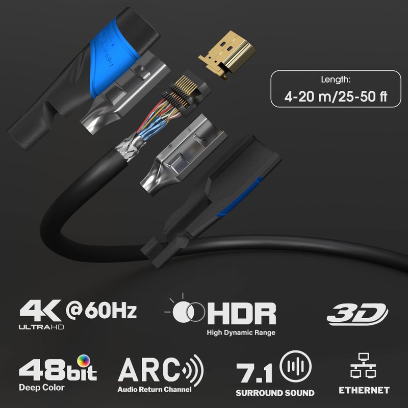 KabelDirekt 4K HDMI Cable – 25ft – Designed in Germany – HDMI Cord & TV Cable – Supports 4K@60Hz, UHD, Ethernet – HDTV, PC, PS5, Xbox, Switch & Other Devices - Image 2