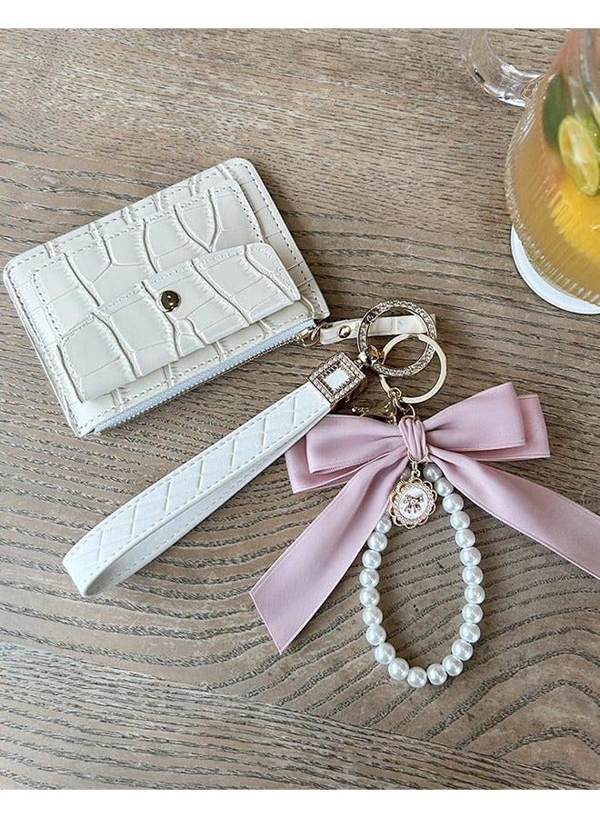 meayul 2Pcs Bow Keychain, Cute Keychain Wristlet Pearl Key Chains for Car Keys Bow Keychain Accessories, Women Girls, Handbags, Backpack, Wallet, Cute Keychain Bracelets  - Image 5