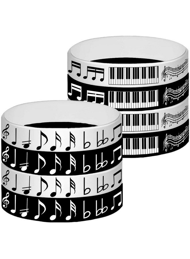 كوبا بلاي أساور مطاطية من CupaPlay مكونة من 48 قطعة على شكل نوتات بيانو وأساور سيليكون ولوازم حفلات - نوتات بيانو وديكورات حفلات موسيقية وأعياد ميلاد وحفلات استقبال المولود الجديد - Image 1