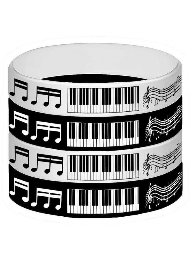 كوبا بلاي أساور مطاطية من CupaPlay مكونة من 48 قطعة على شكل نوتات بيانو وأساور سيليكون ولوازم حفلات - نوتات بيانو وديكورات حفلات موسيقية وأعياد ميلاد وحفلات استقبال المولود الجديد - Image 5