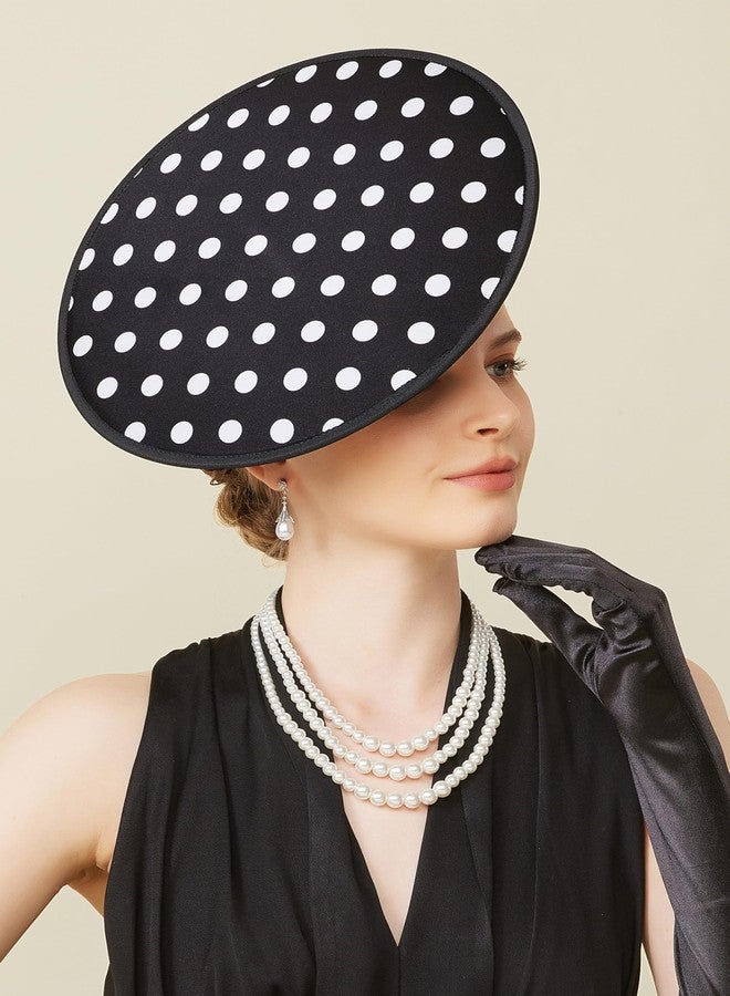 كوكو لاند قبعات كوكولاند النسائية الأنيقة - قبعة أنيقة لحفلات الشاي والكوكتيل، منقطة، مسطحة، بتصميم كلاسيكي، قبعة ديربي كنتاكي للحفلات، لون أسود - Image 4