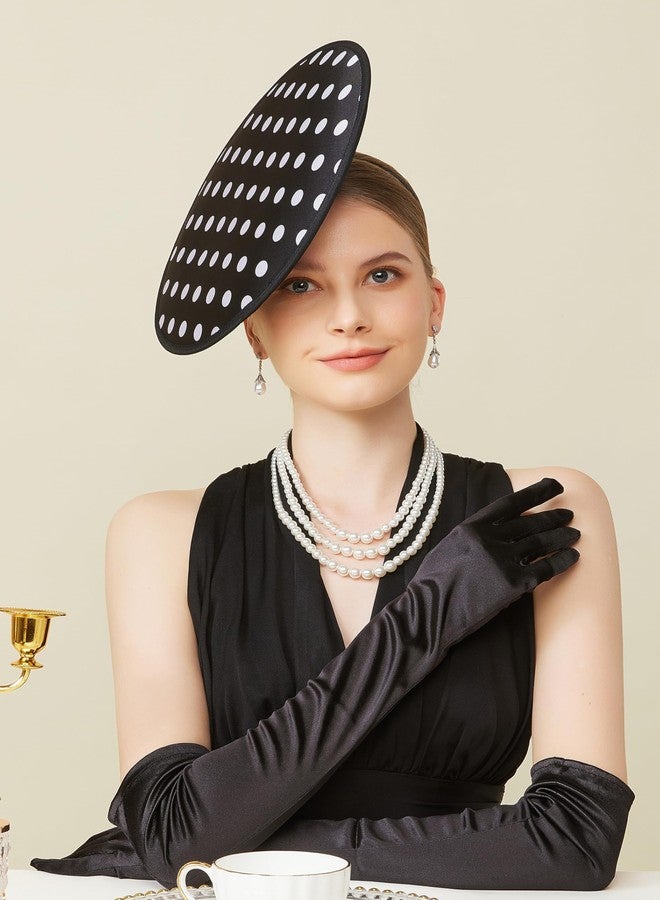 كوكو لاند قبعات كوكولاند النسائية الأنيقة - قبعة أنيقة لحفلات الشاي والكوكتيل، منقطة، مسطحة، بتصميم كلاسيكي، قبعة ديربي كنتاكي للحفلات، لون أسود - Image 5