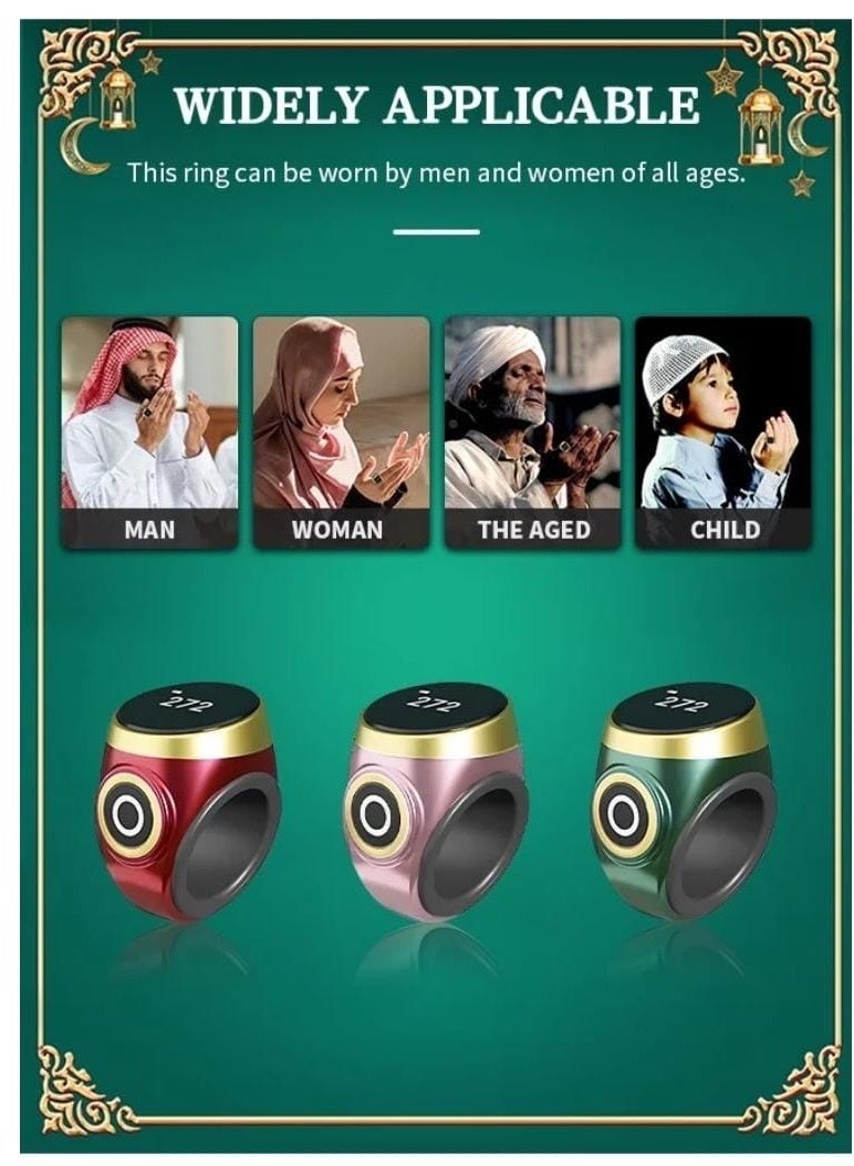 خاتم التسبهي الذكي، 3 مقاسات (18 ملم، 20 ملم، 22 ملم) صلاة المسلمين، تذكير بمواقيت الصلاة، خاتم ذكي - Image 2