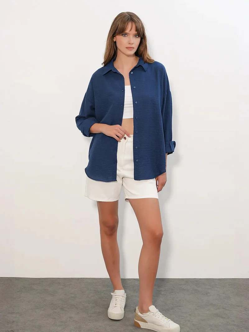 Big Dart BDART Embroidered Long Sleeve Shirt with Button Closure