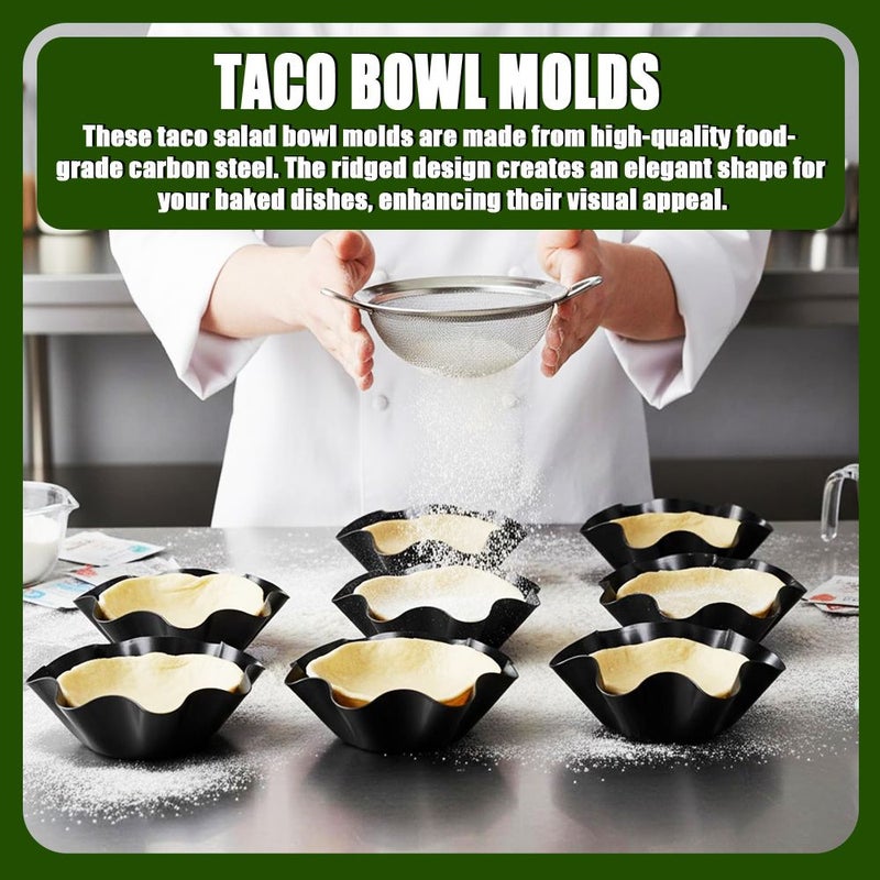 Non Stick Carbon Steel Tortilla Bowl Moulds 4 Pack for Baking Crispy Low Fat Taco Salads - Image 5