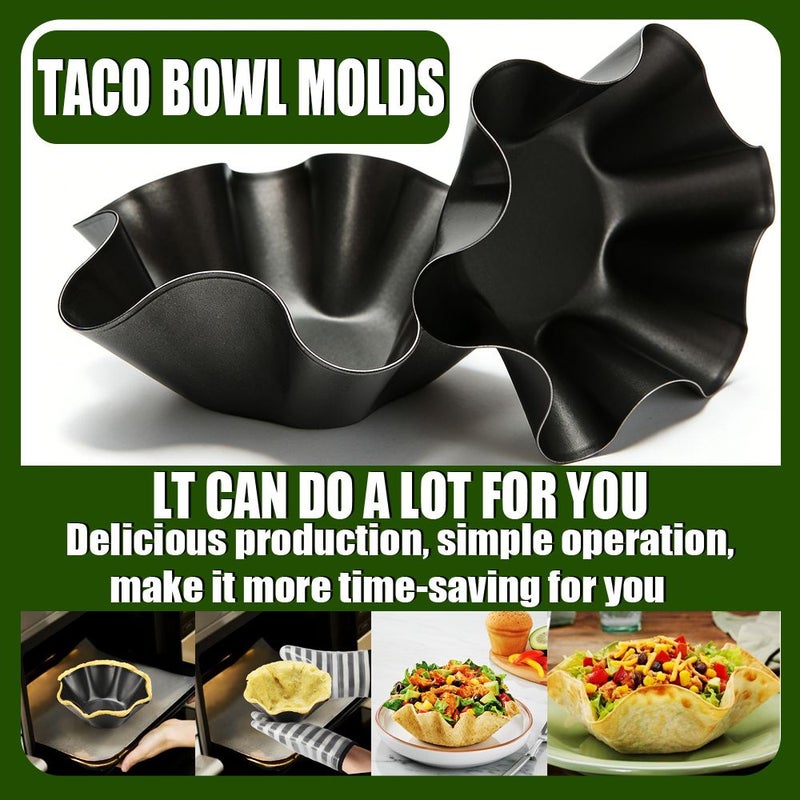 Non Stick Carbon Steel Tortilla Bowl Moulds 4 Pack for Baking Crispy Low Fat Taco Salads - Image 2