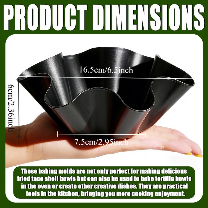 Non Stick Carbon Steel Tortilla Bowl Moulds 4 Pack for Baking Crispy Low Fat Taco Salads - Image 3