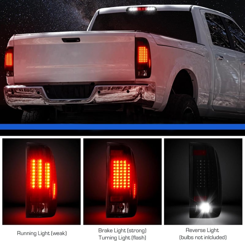 Gubebaili LED Tail Lights + 3rd Brake Light Fit for F250 F350 F450 F550 Super Duty 1999-2007 (Fits Styleside/Fleetside Models Only), Black Housing Smoke Lens - Image 3