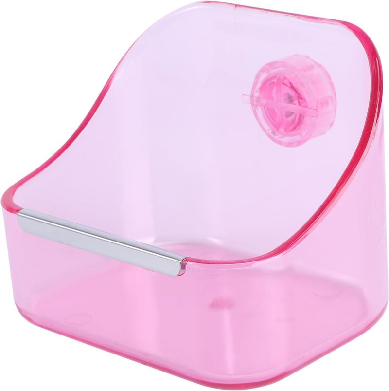 Adjustable Pink Small Animal Feeding Bowl for Rabbit Cage, Water and Food Dish Container, Sturdy Pet Cage Food Basin for Hamsters and Small Pets - Image 1