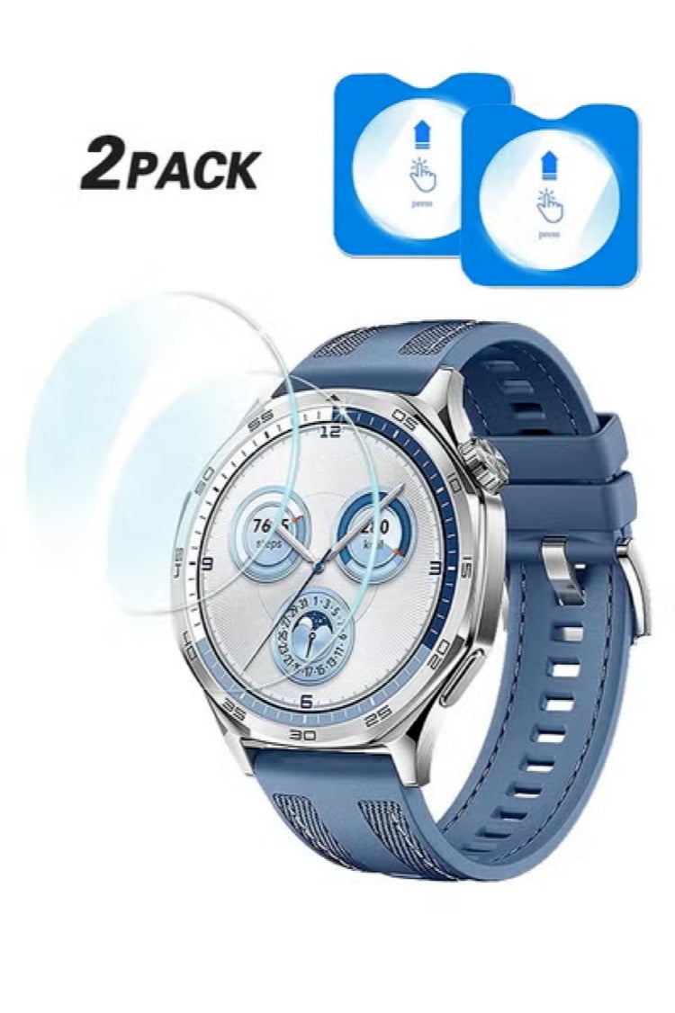 واقي شاشة لساعة هواوي GT5/GT5 برو مقاس 42 مم (عبوة من قطعتين)، مصنوع من زجاج مقسّى مع ملصقات محاذاة، مقاوم للخدش، عالي الدقة، رفيع للغاية، سهل التركيب، يوفر حماية كاملة لساعة 42 مم. - Image 1