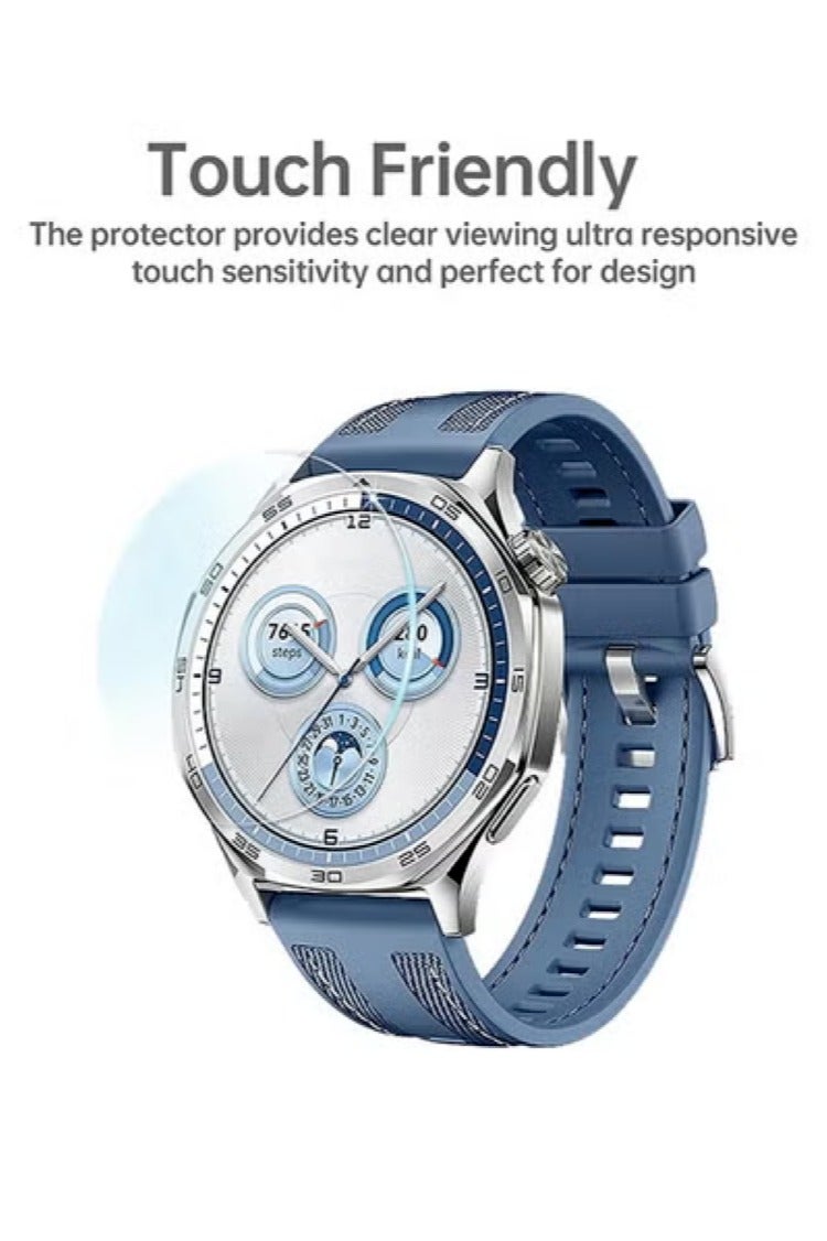 واقي شاشة لساعة هواوي GT5/GT5 برو مقاس 42 مم (عبوة من قطعتين)، مصنوع من زجاج مقسّى مع ملصقات محاذاة، مقاوم للخدش، عالي الدقة، رفيع للغاية، سهل التركيب، يوفر حماية كاملة لساعة 42 مم. - Image 2