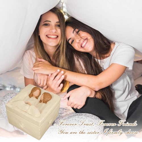 Eremaoy Best Friend Birthday Gifts for Women, Forever Friends, Friendship Gifts for Women, Valentines Gift for Sister, Sculpted Hand-Painted Jewelry Keepsake Box - Image 3