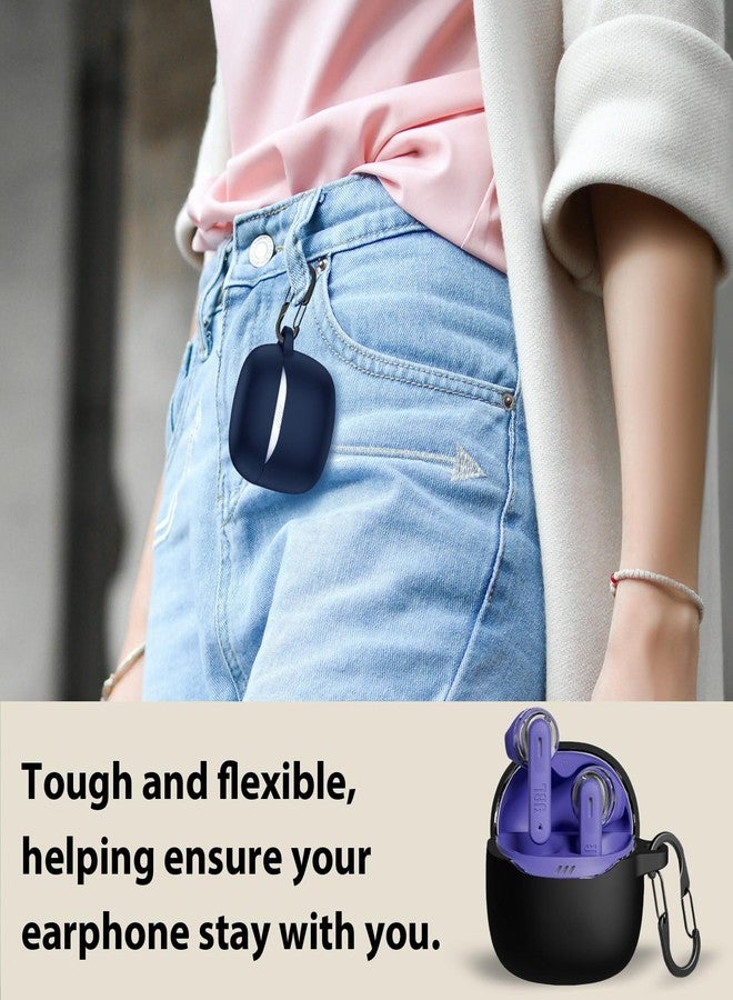 EasyBee [2 Pack] easyBee Case Compatible with JBL Tune Flex 2 Charging Cover, with 2 Keychain and Anti-Lost Strap, Soft Liquid Silicone Ultra Thin Shockproof Protective Kit - Black and Blue - Image 5