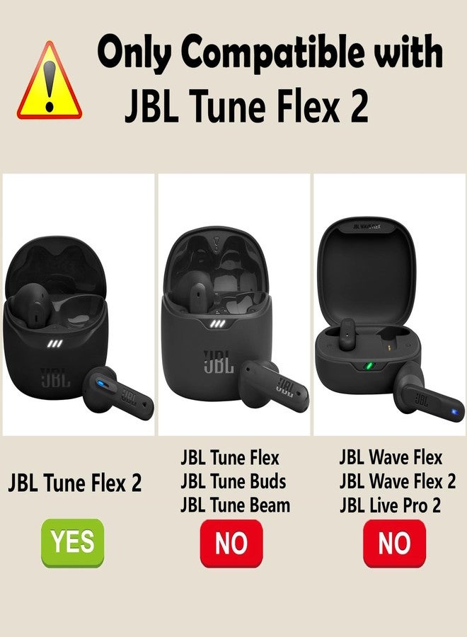 EasyBee [2 Pack] easyBee Case Compatible with JBL Tune Flex 2 Charging Cover, with 2 Keychain and Anti-Lost Strap, Soft Liquid Silicone Ultra Thin Shockproof Protective Kit - Black and Blue - Image 2