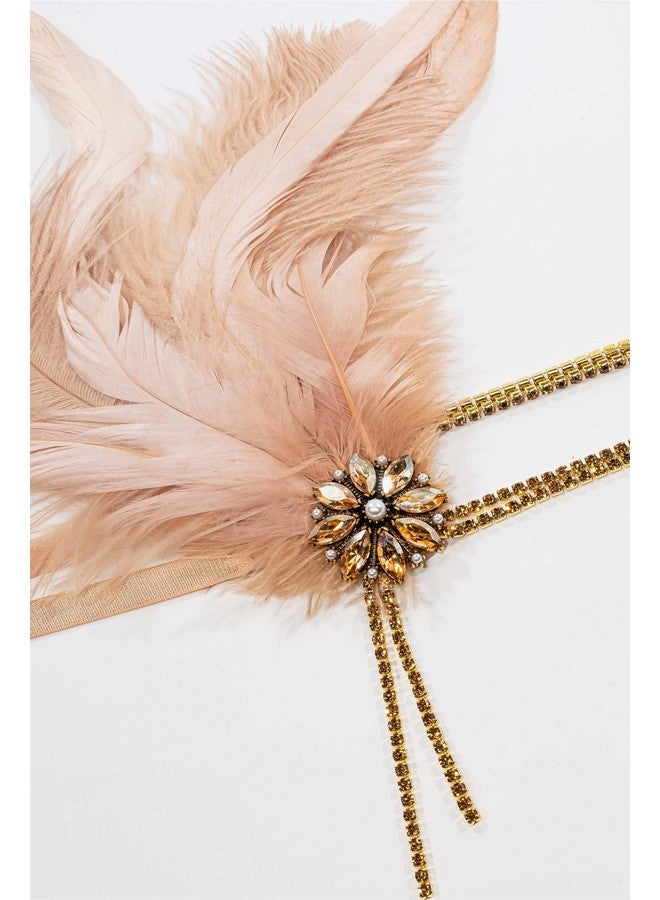 BABEYOND 1920S Headpiece Flapper Headband Rhinestone Pearl Feather Hair Band Great Gatsby Headpiece Accessoreis For Women - Image 3