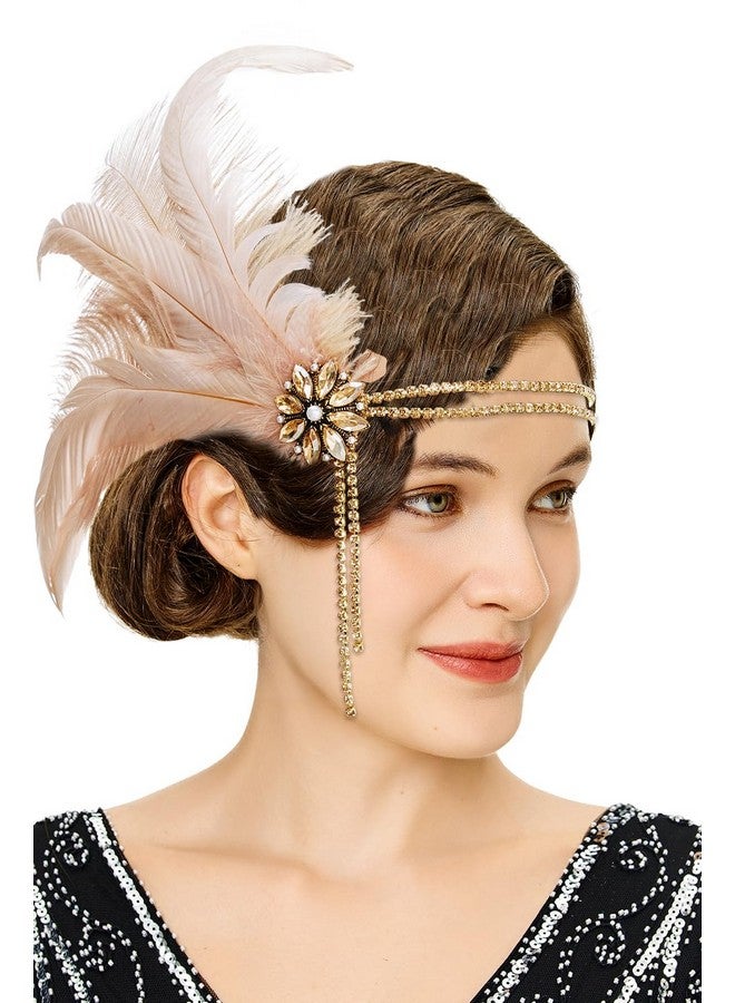 BABEYOND 1920S Headpiece Flapper Headband Rhinestone Pearl Feather Hair Band Great Gatsby Headpiece Accessoreis For Women - Image 1