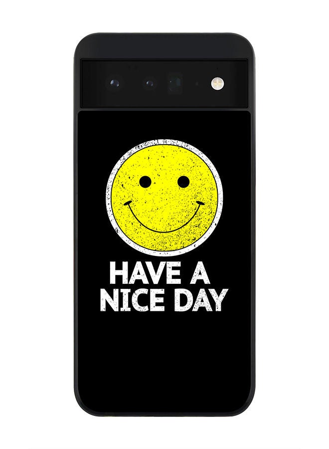 Stylizedd Rugged Black edge case for Google Pixel 6 5G Slim fit Soft Case Flexible Rubber Edges Anti Drop TPU Gel Thin Cover - Have a nice day - Image 1