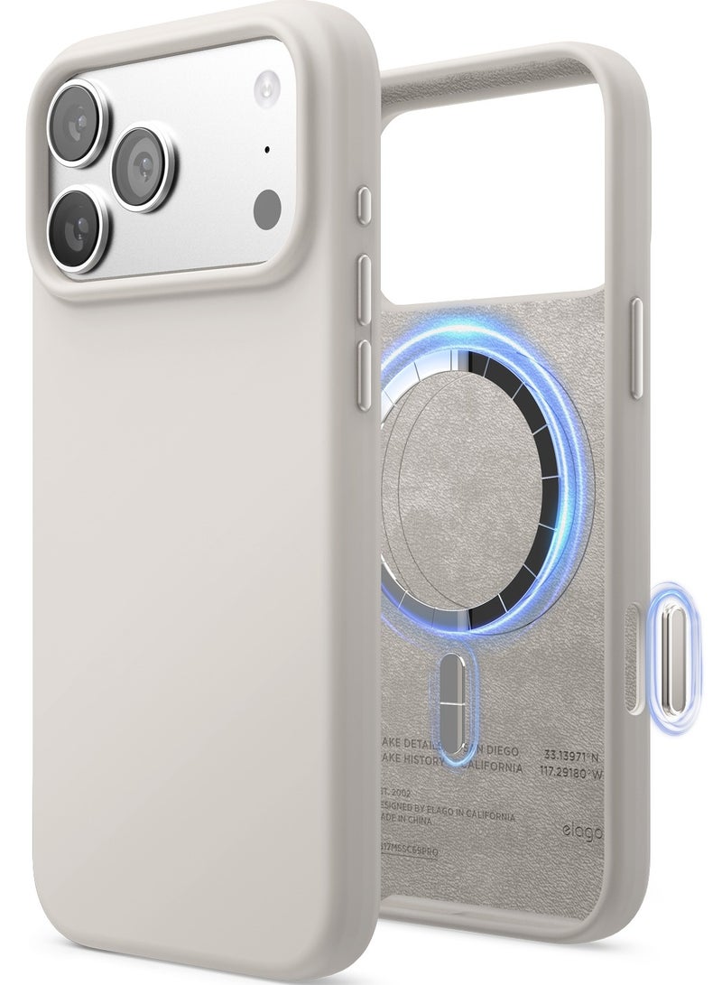 Elago Magnetic Liquid Silicone for iPhone 17 Pro MAX case cover [Camera Control Button Cover] compatible with MagSafe Shockproof - Stone - Image 1
