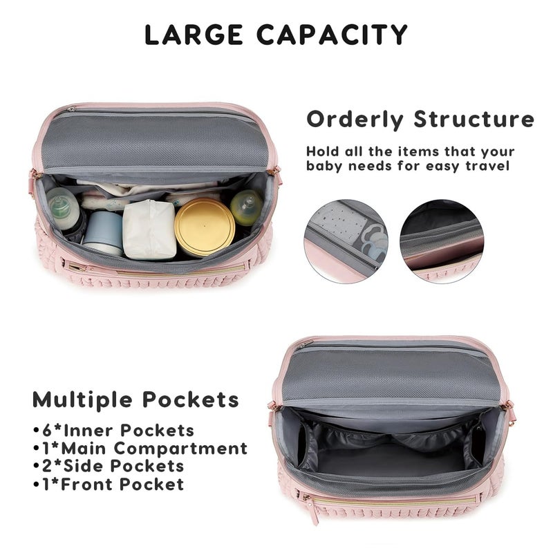 SONARIN Convertible Diaper Bag Backpack Waterproof Nappy Changing Bag Travel Mummy Bag with Changing Pad & Shoulder Strap(Pink) - Image 3