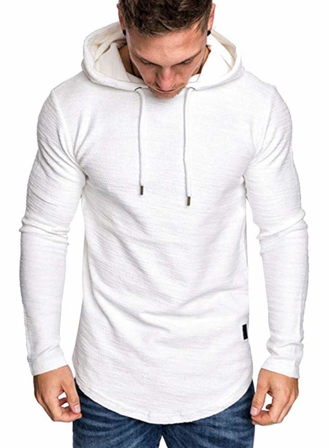 lexiart Mens Fashion Athletic Hoodies Sport Sweatshirt Solid Color Fleece Pullover White L - Image 3