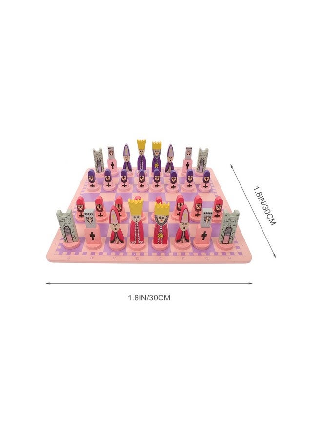 TOYANDONA Wooden Chess Set, 11.8 inch Cartoon Travel Chess Set Pink Chess Board Game Set with Cute Chess Pieces for Kids and Adults - Image 2
