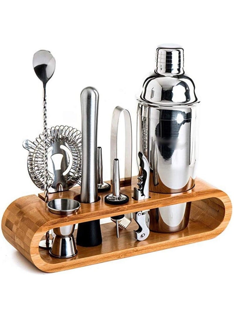 RollsTimi  9 Piece Practical Cocktail Shaker Set Stylish Bartender Set with Bamboo Stand  - Image 1