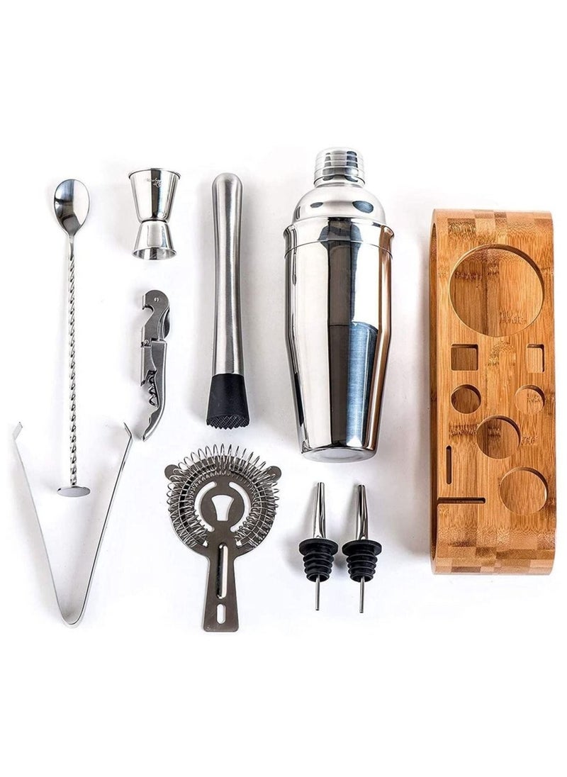 RollsTimi  9 Piece Practical Cocktail Shaker Set Stylish Bartender Set with Bamboo Stand  - Image 3