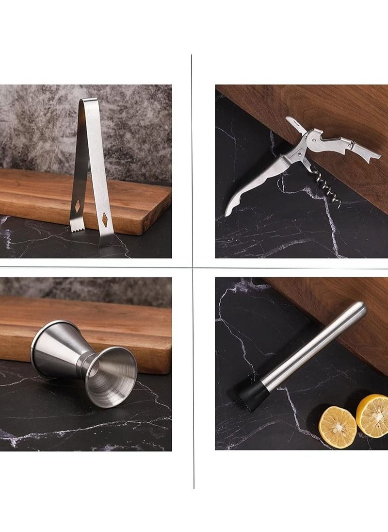 RollsTimi  9 Piece Practical Cocktail Shaker Set Stylish Bartender Set with Bamboo Stand  - Image 4