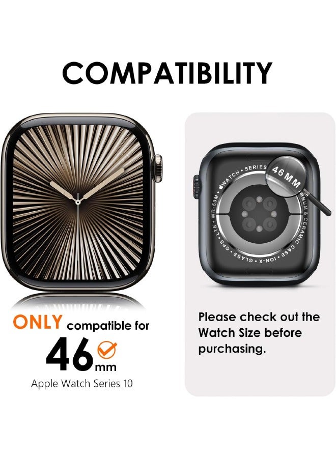 Compatible with Apple Watch Series 10 46mm Bling Case with Screen Protector, Double Row Crystal Diamond Design Hard PC Waterproof Bumper Case for iWatch Series 10 (2024) 46mm, Silver  - Image 2