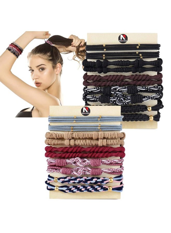 TENGYES Hair Ties for Women Girls, 20 Pcs Boho Dual-Use Bracelets and Hair Tie for Thick Hair/Pony Tails, No Damage No Crease Elastics Hair Rubber Bands Ponytail Holders (Trendy)  - Image 1