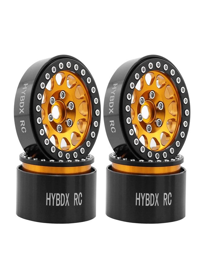 HYBDX Rc 1.9 Inch Aluminum Alloy Beadlock Wheel Rim Hub 4pcs Suit for 1:10 RC Crawler Axial SCX10 SCX10 II TRX4 RC4WD D90. (Golden) - Image 1