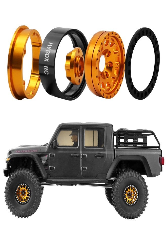 HYBDX Rc 1.9 Inch Aluminum Alloy Beadlock Wheel Rim Hub 4pcs Suit for 1:10 RC Crawler Axial SCX10 SCX10 II TRX4 RC4WD D90. (Golden) - Image 4