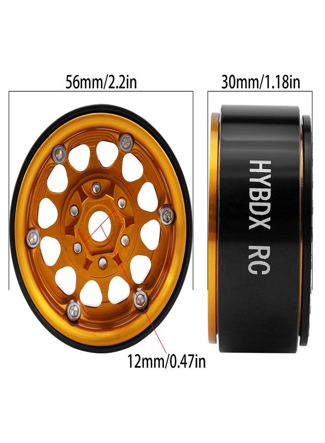 HYBDX Rc 1.9 Inch Aluminum Alloy Beadlock Wheel Rim Hub 4pcs Suit for 1:10 RC Crawler Axial SCX10 SCX10 II TRX4 RC4WD D90. (Golden) - Image 2