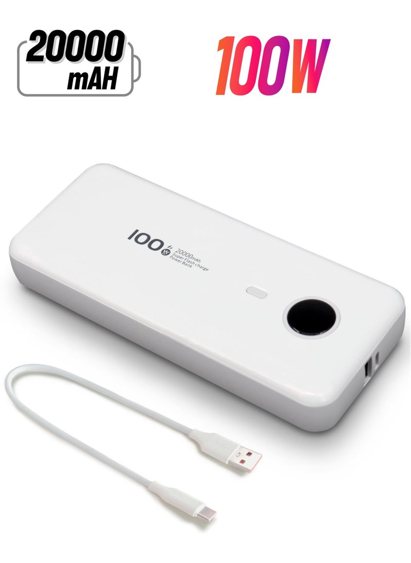 Bonita - 20000mAh: High-Capacity Portable Powerbank Charger with LED Display & USB-C Input - 100W fast charging External Battery Pack for iPhone, Samsung, iPad & More - white - Image 1