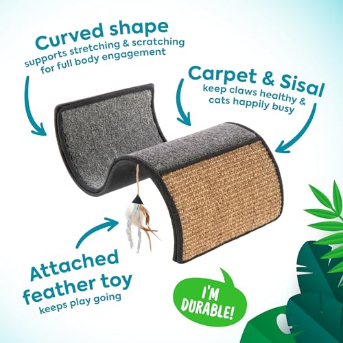 Petlinks Dream Curl Carpet Cat Scratcher DualSurface Cat Scratching Post Lounge Hide Scratchers for Cats Kittens Gray Furniture Protector One Size Fits All Cats - Image 3