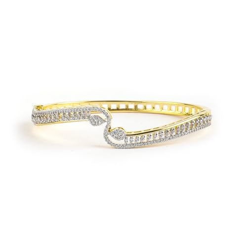 Rubans Womens 22KT Gold Plated Cubic Zirconia Studded Bangle Bracelet for Weddings & Parties - Image 1