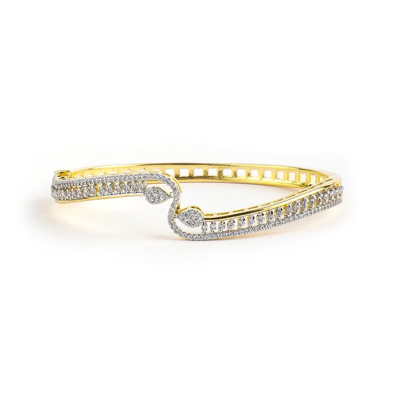 Rubans Womens 22KT Gold Plated Cubic Zirconia Studded Bangle Bracelet for Weddings & Parties - Image 5