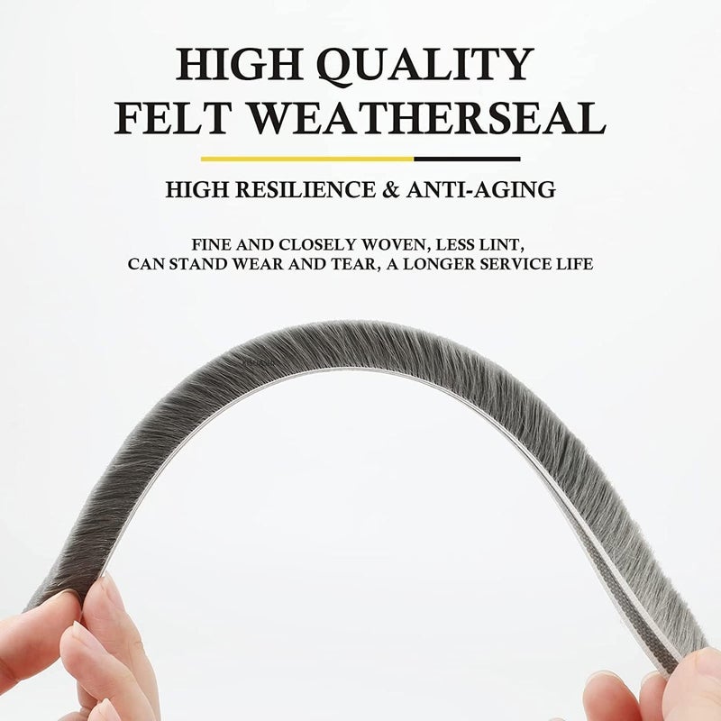 KISUASHI KISUASHI 10 Meters Soundproof Window Sealing Strips Windproof Dustproof Door Window Frame Seal Self Adhesive Brush Strip Sliding Window Seal Window Door Seal Sliding Door Seal Strip Grey  - Image 2