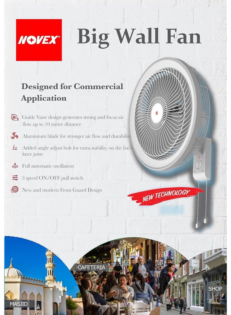 NOVEX 18" Wall Fan – NV-WF18BLK | Powerful, Stylish & Efficient Cooling - Image 3