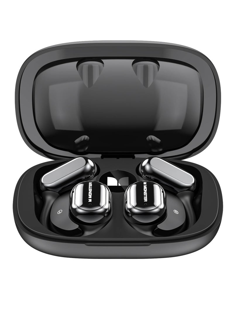 Monster Open Wireless Earphones, Comfortable And Lightweight Low Latency Headset, Waterproof Noise Reduction Bluetooth Headphones For Running Gym Workouts Walking, (Black) - Image 1