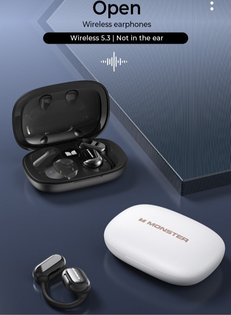 Monster Open Wireless Earphones, Comfortable And Lightweight Low Latency Headset, Waterproof Noise Reduction Bluetooth Headphones For Running Gym Workouts Walking, (Black) - Image 5