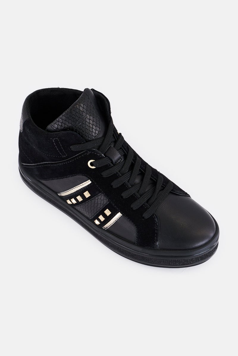 GEOX Women D Leelu B Lace Up Shoes, Black - Image 1