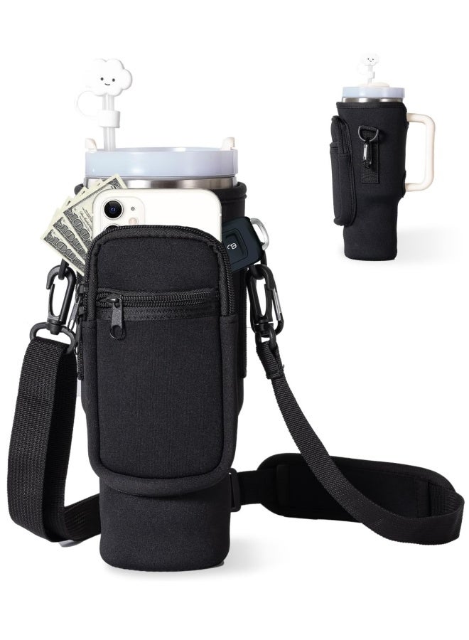 Water Bottle Holder for Stanley Cups, Carrier for 40oz Cups with Phone Pocket, Water Bottle Pouch with Adjustable Strap, Stanley Bottle Holder  - Image 1
