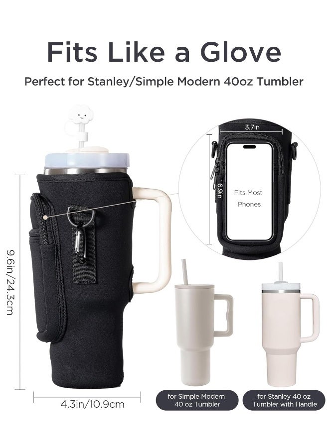 Water Bottle Holder for Stanley Cups, Carrier for 40oz Cups with Phone Pocket, Water Bottle Pouch with Adjustable Strap, Stanley Bottle Holder  - Image 2